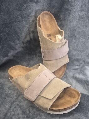 Birkenstock Kyoto Women's Size EU 38 / US 7-7.5 Taupe Suede Sandals Casual Shoes